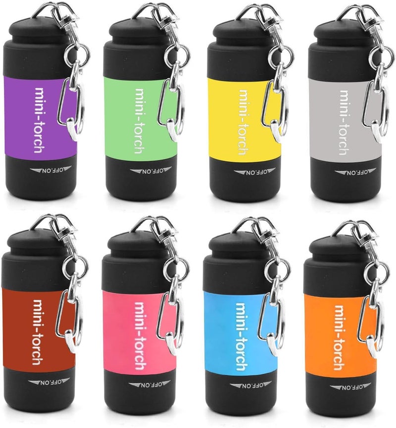 UCEC 8 Pack EDC Mini Torch Keyring - Rechargeable Keychain Flashlight, USB LED Super Bright - Image 1