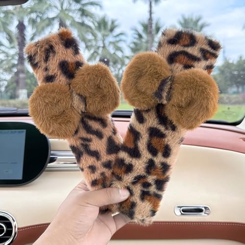 JINXU 2 Pack Seat Belt Cover Pad, Cute Plush Leopard Print Seatbelt Covers Seatbelt Shoulder for More Comfortable Driving, Plush Fluffy Soft Seat Belt Cover, Car Interior Accessories - Image 4