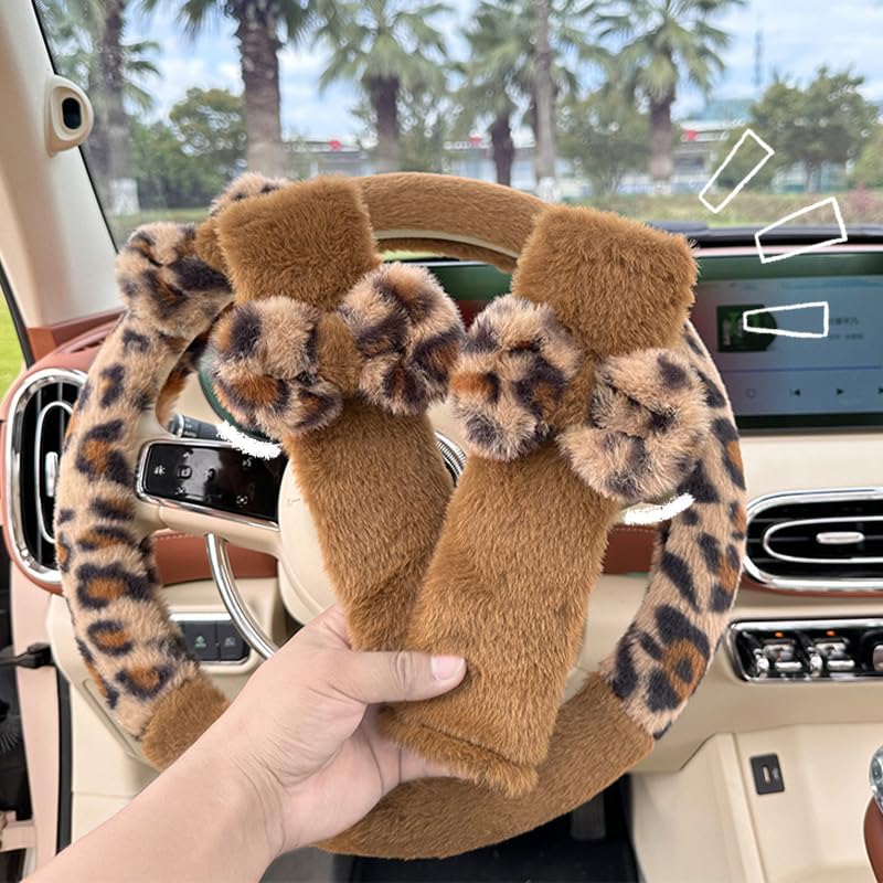JINXU 2 Pack Seat Belt Cover Pad, Cute Plush Leopard Print Seatbelt Covers Seatbelt Shoulder for More Comfortable Driving, Plush Fluffy Soft Seat Belt Cover, Car Interior Accessories - Image 2