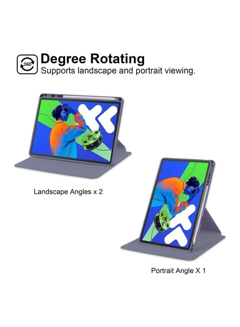 For Lenovo Idea Tab Pro 12.7-inch (2025) TB373FU TB375FC Tablet Leather Case with Auto Sleep/Wake Function, 360 Degree Rotating StandTransparent Acrylic Back Cover with Pen Holder - Image 3