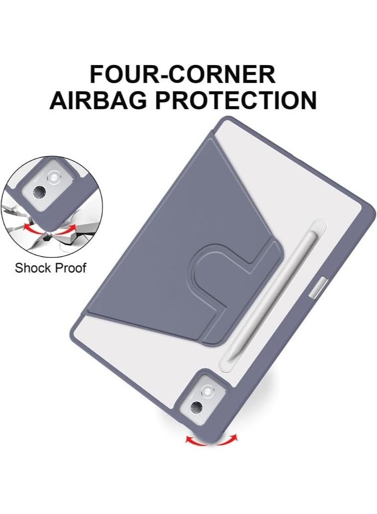 For Lenovo Idea Tab Pro 12.7-inch (2025) TB373FU TB375FC Tablet Leather Case with Auto Sleep/Wake Function, 360 Degree Rotating StandTransparent Acrylic Back Cover with Pen Holder - Image 5