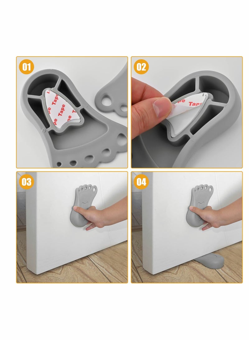 Excefore Rubber Door Stopper Security Door Stop Wedge Door Wedge For Door Gaps And Prevents Locking, Door Stop Wedge For All Floor Types And Carpet Heavy Duty Door Clip 2 Piece - Image 5