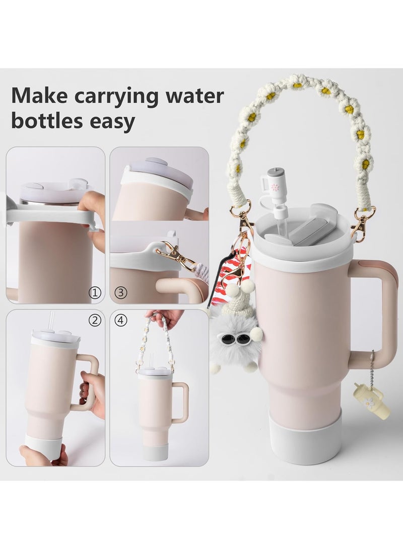 Accessories Set for Stanley Cup Including Water Bottle Handle Strap, Silicone Cup Sleeve, Lipstick Holder, Key Chain Charms, Handle Charms, And Straw Topper Accessories For 40oz/30oz Cup  - Image 3