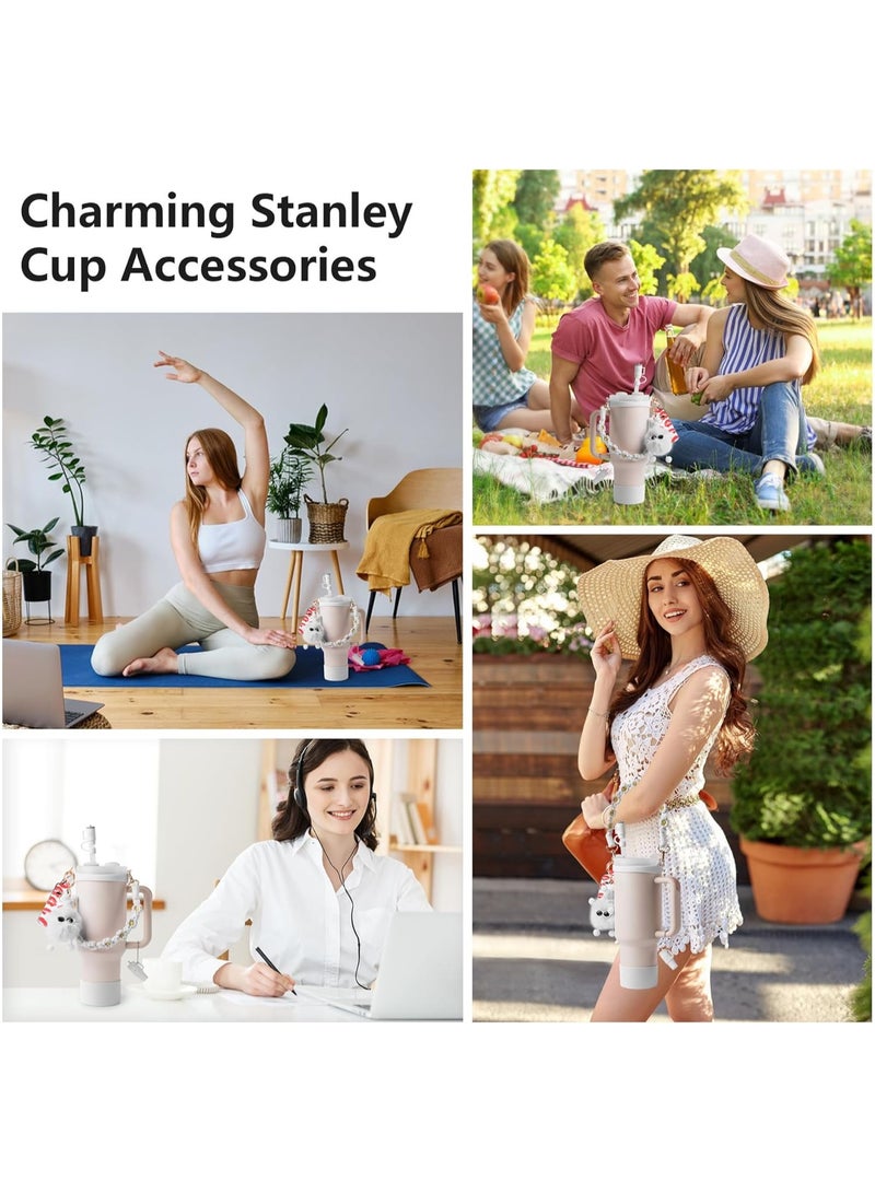 Accessories Set for Stanley Cup Including Water Bottle Handle Strap, Silicone Cup Sleeve, Lipstick Holder, Key Chain Charms, Handle Charms, And Straw Topper Accessories For 40oz/30oz Cup  - Image 5