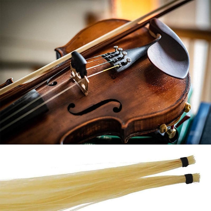 KAIY 2 Hanks Mongolian Horse Bow Hair for Violin, Professional Violin Bow Hair Made of Genuine, 29.5 Inch Natural White - Image 2