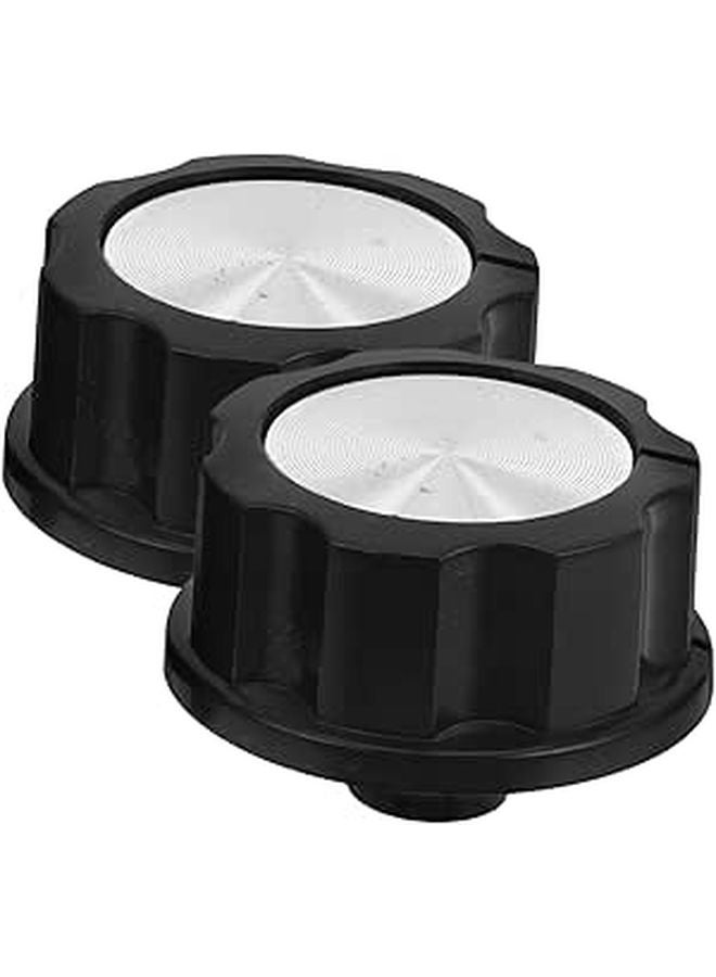 2 Pcs Black Barbecue Knobs for Camping Stove Grill Control Timer Switch - Image 1