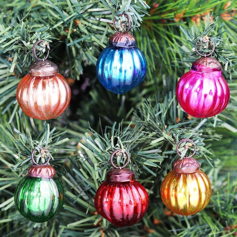 Indian-Shelf IndianShelf 50 Vintage Colourful Pumpkin Christmas Ornaments Unique Glass Christmas Balls for Christmas Tree Halloween New Year Valentine Day Holidays Event Wedding Party Decor1 Inch - Image 1