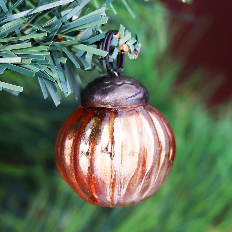 Indian-Shelf IndianShelf 50 Vintage Colourful Pumpkin Christmas Ornaments Unique Glass Christmas Balls for Christmas Tree Halloween New Year Valentine Day Holidays Event Wedding Party Decor1 Inch - Image 3