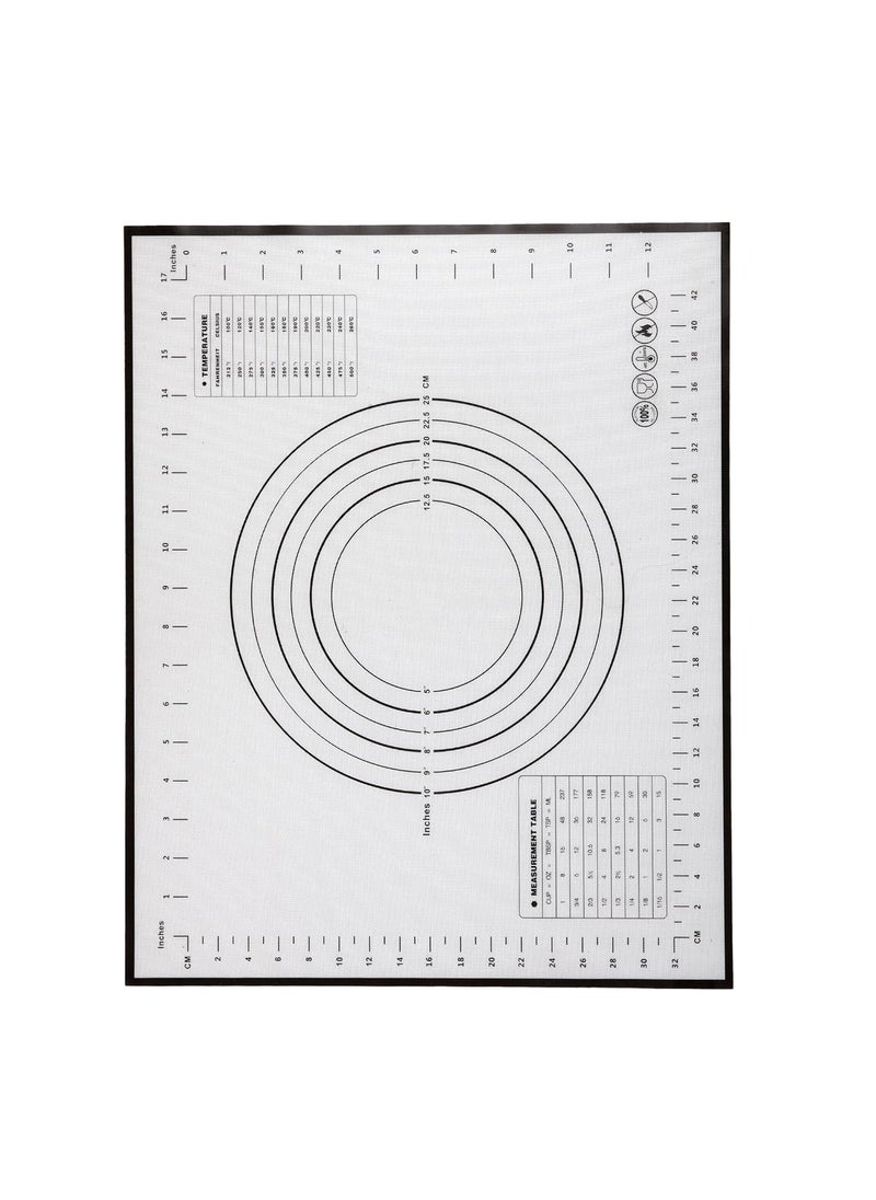 Cutting Edge Essentials Cutting Edge Essentials NonStick Silicone Baking Mat with Measurements NoSlip Baking Sheet for Roti Chapati Atta Dough Kneading and Fondant Rolling 51CM X 40CM Black Pack of 1  - Image 2