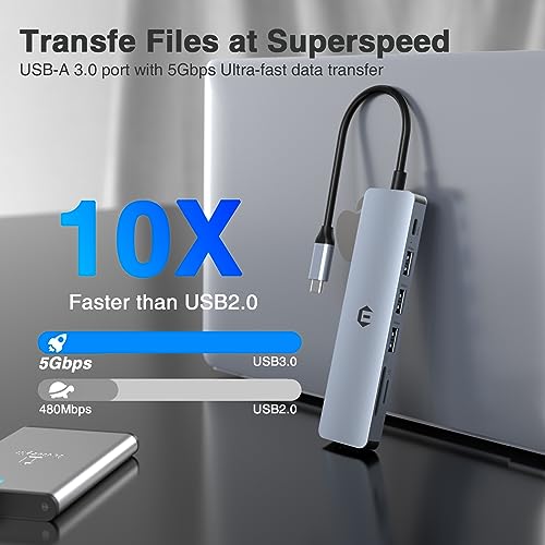 Tiergrade USB C Hub Multiport Adapter, 7-in-1 USB C Docking Station with HDMI, 100W PD, 3 USB 3.0, SD/TF Slot for MacBook Pro/Air, Type C Laptop - Image 5
