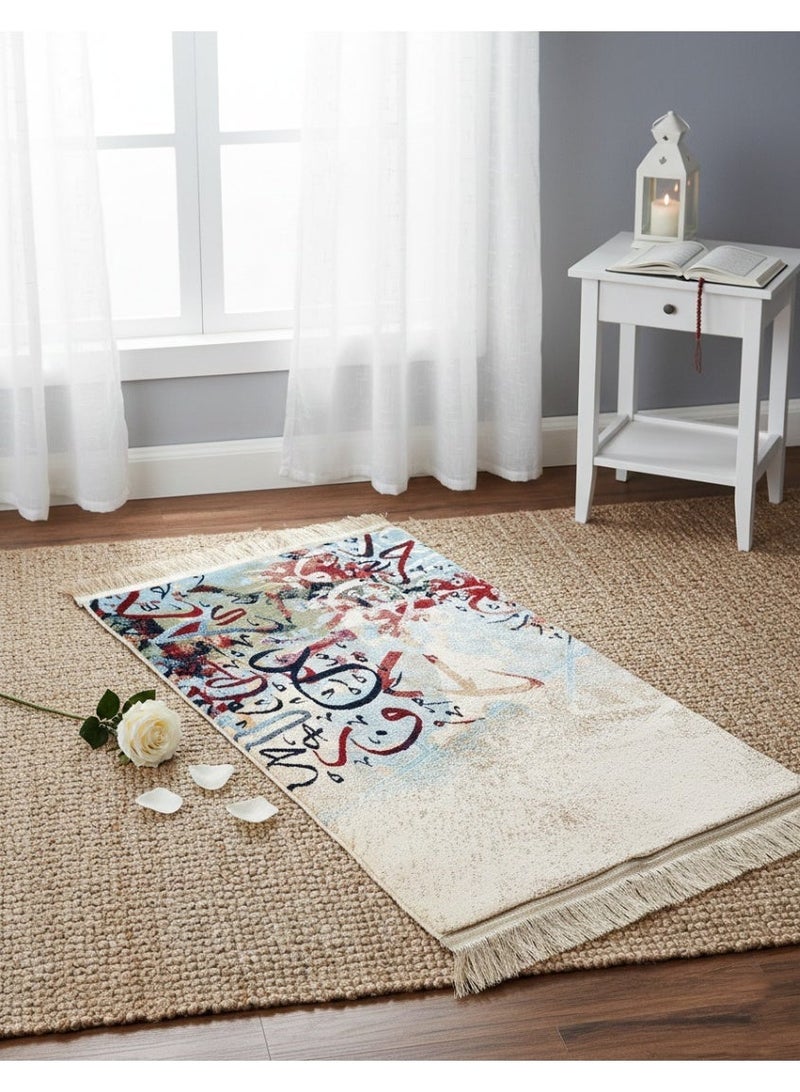 سجادتي سجادة صلاة الفن الإسلامي مبطنة بتصميم مستوحى من الزخرفة الإسلامية الأصيلة مقاس 70×110 سم - Image 2