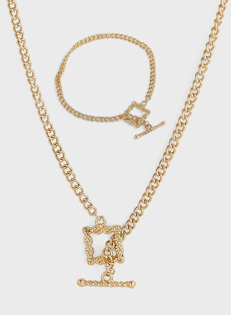 ELLA Toggle Chain Bracelet And Necklace Set