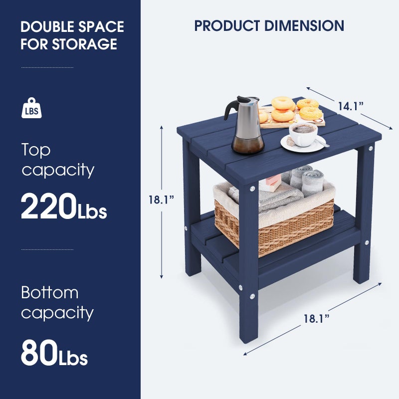 KINGYES Double Side Table, Adirondack End Table- Navy - Image 4