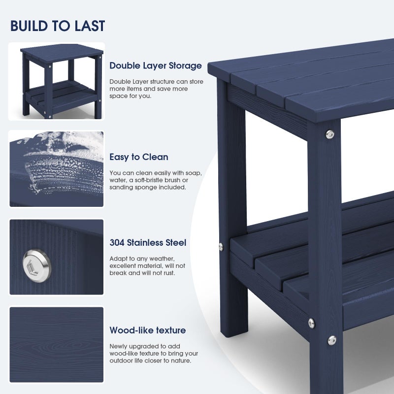 KINGYES Double Side Table, Adirondack End Table- Navy - Image 5