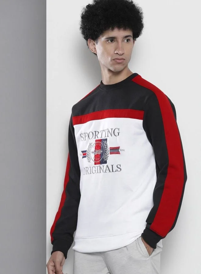 The Indian Garage Co Men Regular Fit Solid Crew Neck Full Sleeves Sweatshirt