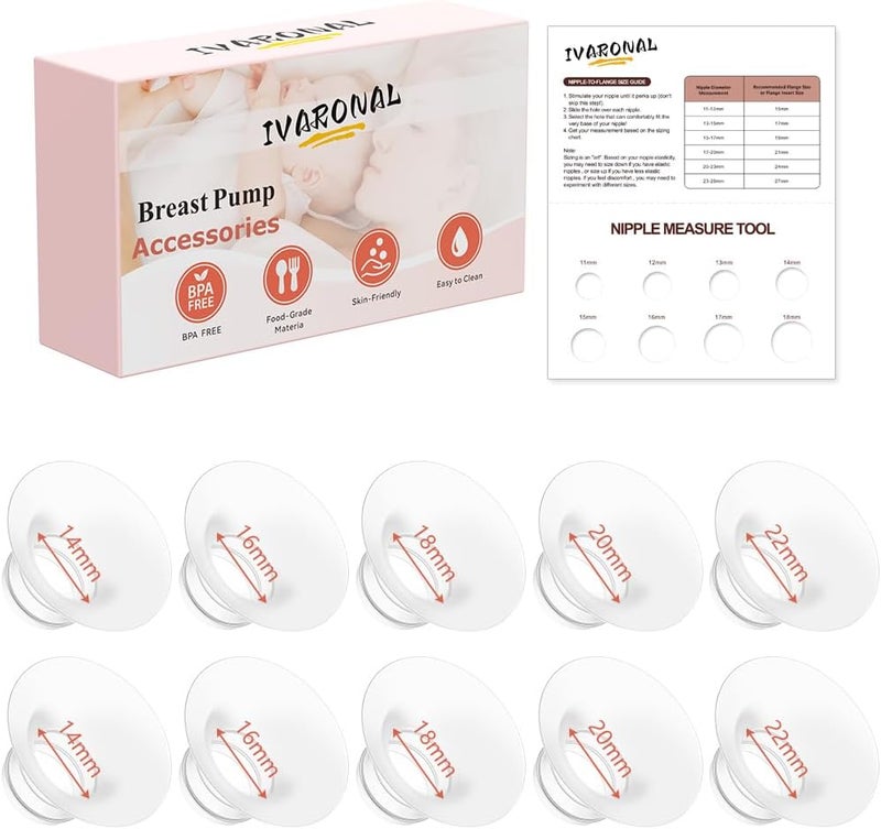 IVARONAL 10pcs Flange Insert 1416182022mm2 pcs Compatible with Compatible with Momcozy M9M6M5S12 ProV1 ProV2 Profor SpectraMedelaMomMedeufyLansinohElvie Breast PumpReplace for Momcozy Parts - Image 1