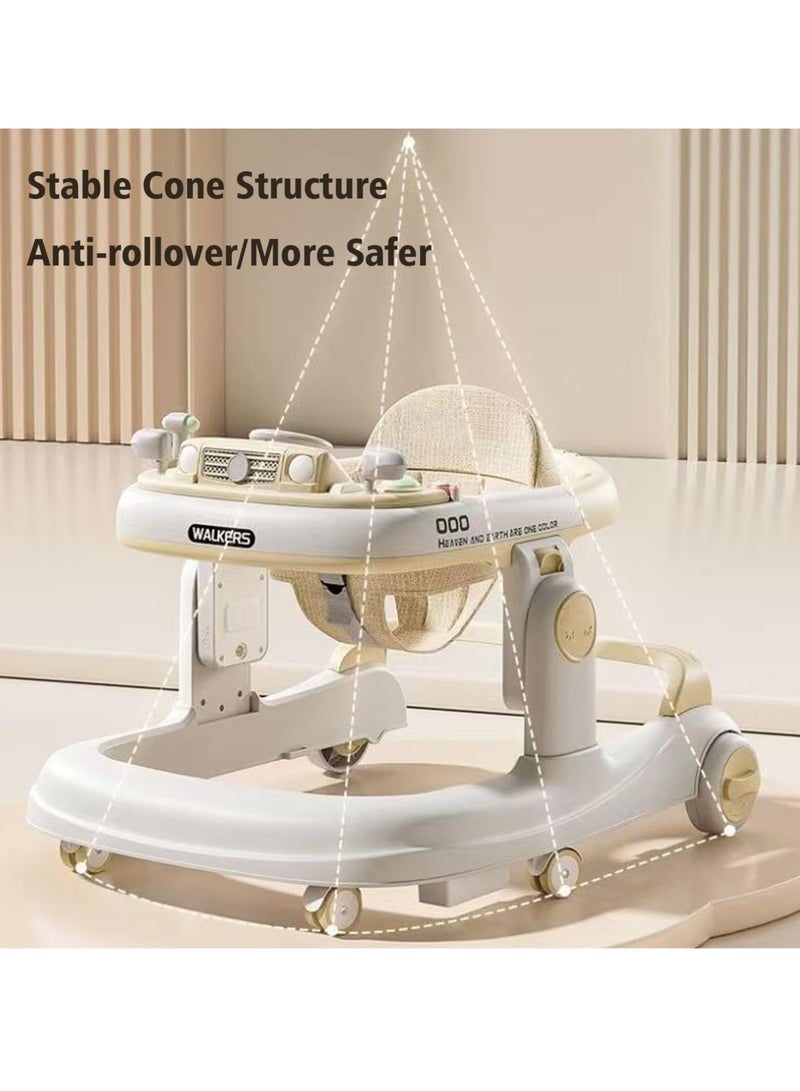 بيبي لاند مشاية أطفال، مشاية أطفال دائرية متعددة الاستخدامات 5 في 1، ارتفاع قابل للتعديل، قابلة للطي، مركز أنشطة مع عجلات وصينية ألعاب موسيقية، مشاية أطفال رضع للأولاد والبنات من عمر 6 إلى 24 شهرًا (بيج) - Image 2