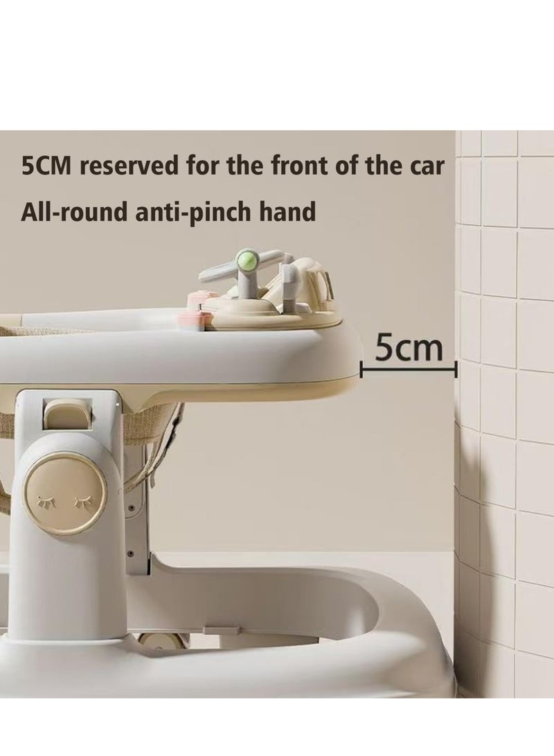 بيبي لاند مشاية أطفال، مشاية أطفال دائرية متعددة الاستخدامات 5 في 1، ارتفاع قابل للتعديل، قابلة للطي، مركز أنشطة مع عجلات وصينية ألعاب موسيقية، مشاية أطفال رضع للأولاد والبنات من عمر 6 إلى 24 شهرًا (بيج) - Image 5