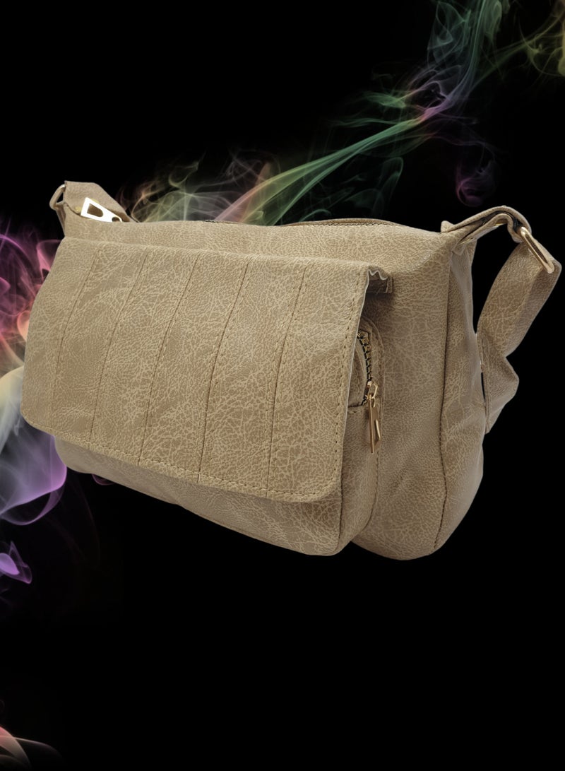 TO FASHION TO 3010 LEATHER WOMEN’S, SHOULDER BAG, CROSS BODY BAG WITH DETACHABLE STRAP, MODERN AND ELEGANT DESIGN, DIMENSIONS 20*27*13 CM BEIGE A  - Image 2