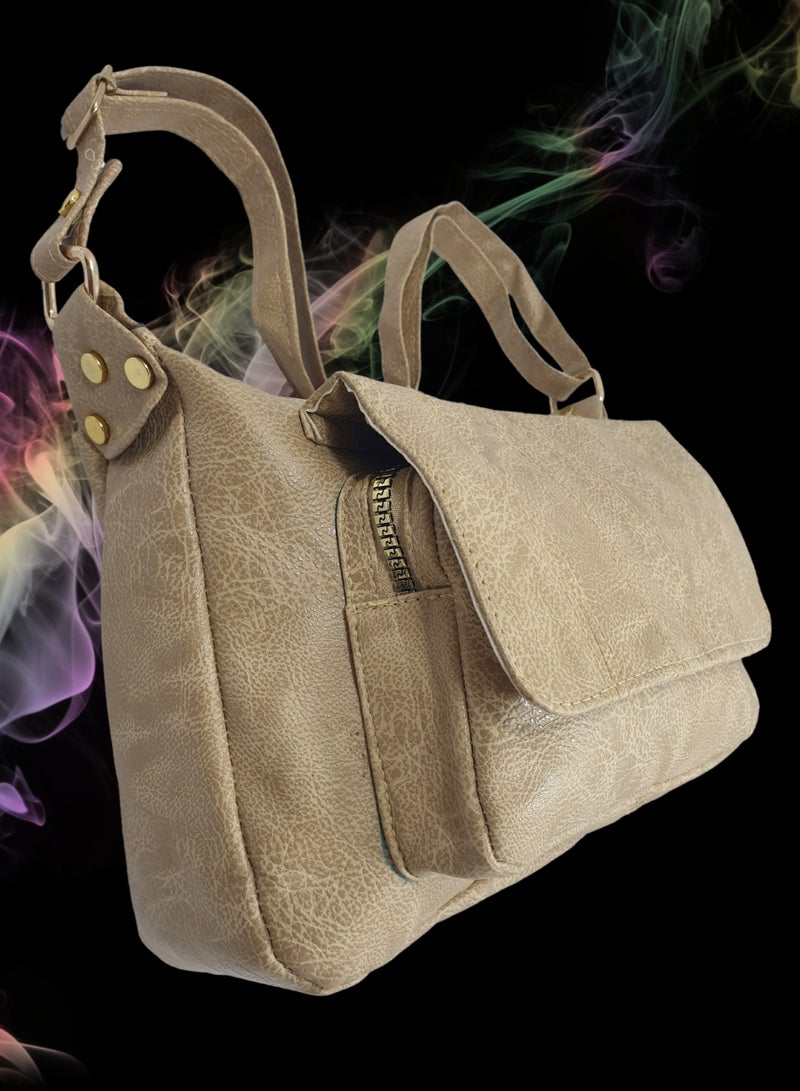 TO FASHION TO 3010 LEATHER WOMEN’S, SHOULDER BAG, CROSS BODY BAG WITH DETACHABLE STRAP, MODERN AND ELEGANT DESIGN, DIMENSIONS 20*27*13 CM BEIGE A  - Image 4