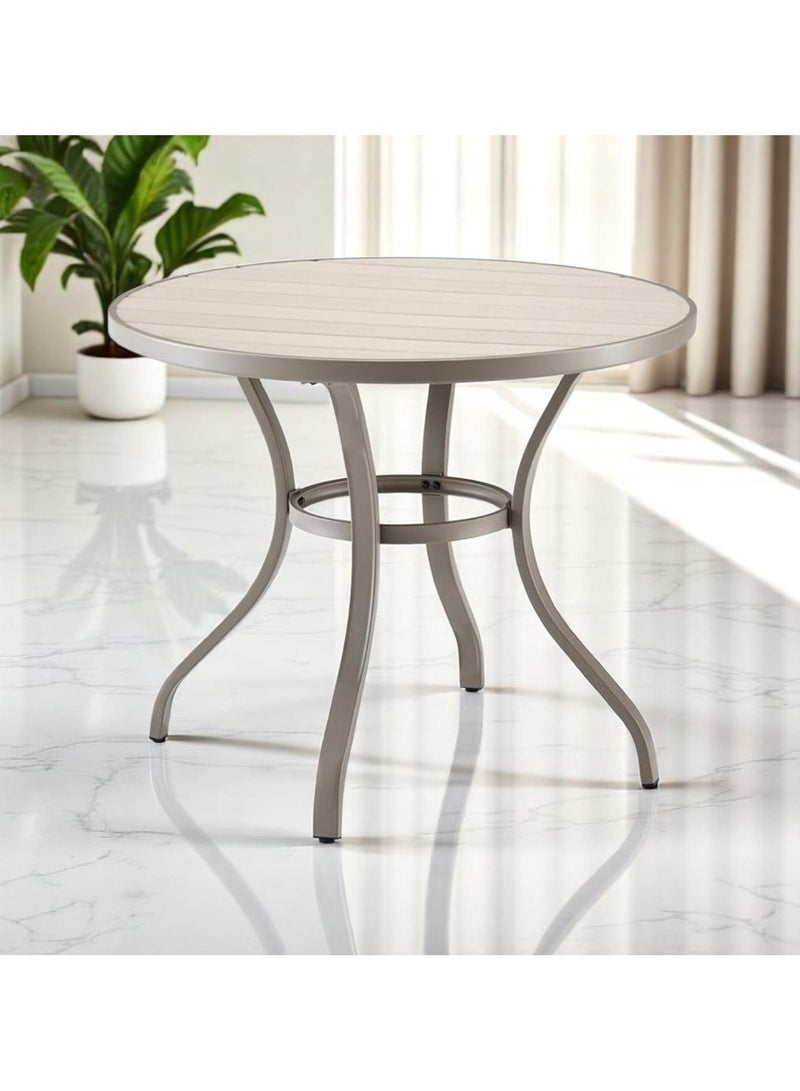 Generic Multi-Purpose Round Table – 90x90x75 cm – Black Metal Frame with Coffee Brown Top – For Dining, Office, Kitchen, Balcony & Patio  - Image 3