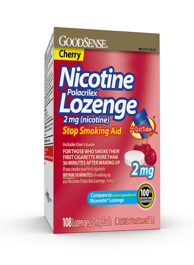 GoodSense Nicotine Polacrilex Lozenge, 2 mg (nicotine), Stop Smoking Aid, Cherry Flavor; quit smoking with cherry nicotine lozenge, 108 Count - Image 1