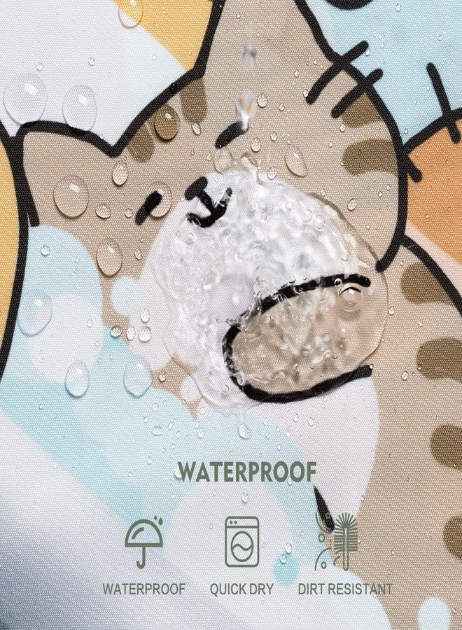 Lokigo Funny Cat Shower Curtain Cute Cartoon Kids Shower Curtain 72Wx72H White Shower Curtains for Bathroom Waterproof Polyester Fabric Shower Curtain Set with 12 Hooks Kids Bathroom Decor Curtain - Image 4