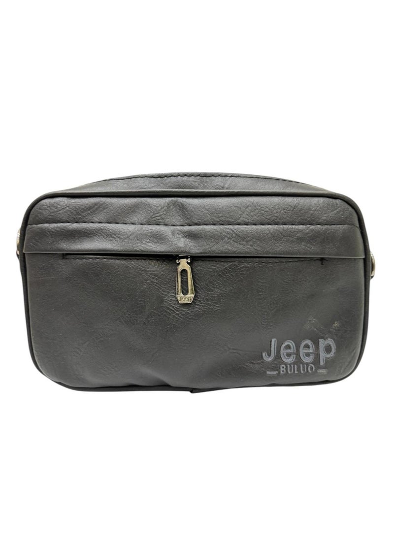 Jeep Buluo Men's 2 in 1 Cross & Hand Bag, Black Leather - Image 1