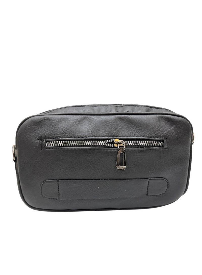 Jeep Buluo Men's 2 in 1 Cross & Hand Bag, Black Leather - Image 2