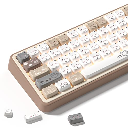 Keymatic Meow Meow Squad Cat Keycaps, Dye-Sublimation PBT MOA Profile, 129 Keys Custom CuteKey caps Set for 100%, 75%, 65%, 60% Mechanical Keyboard (Only Key caps Set) - Image 1