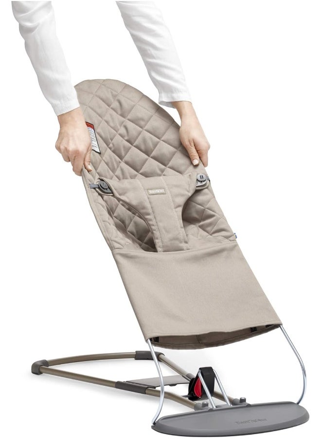 BABYBJORN BabyBjörn Fabric Seat for Bouncer, Sand Gray, Cotton, Sand Gray, 1 Count (Pack of 1)  - Image 1
