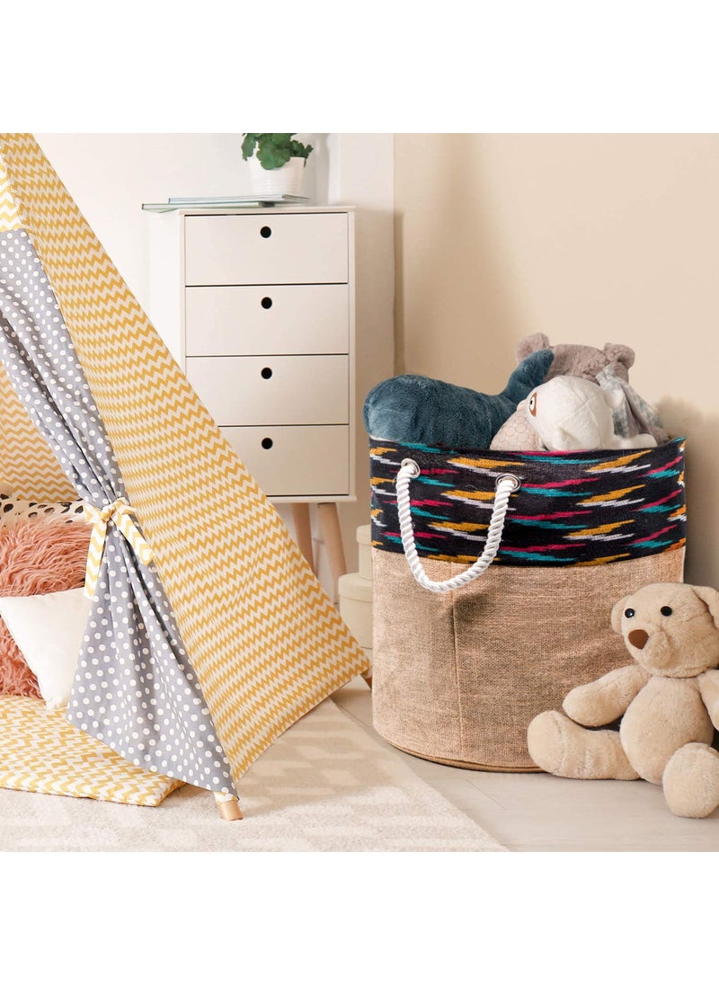 Castles and Nest Jute Laundry and toy storage bag Basket for Dirty Clothes Medium size Laundry hamper set of 2