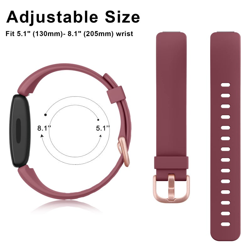 Mugust 3 Pack Silicone Bands Compatible with Fitbit Inspire 2 Bands for Women Men, Adjustable Replacement Sport Wristbands Straps for Fitbit Inspire 2 / Ace 3 (Black/Navy Blue/Wine Red) - Image 2