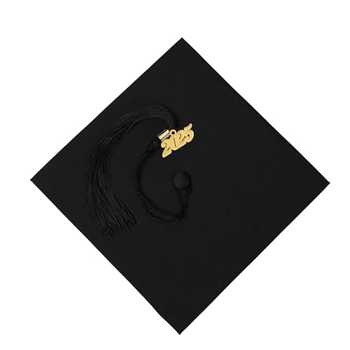 FtyFty Unisex Adult Matte Graduation Cap with Tassel Year Charm (Black) - Image 3