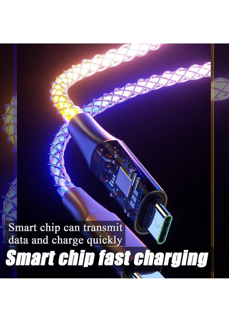 Excefore - 3 in 1 Light Up Charger Cord, LED Light Up RGB Light Gradual USB C Cable, LED Fast Charging Cable,Suitable for Smart Phones and All Type C Device (1.2m) - Image 1