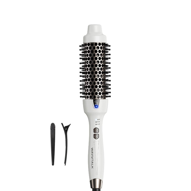Wavytalk Thermal Brush, 1.5 Inch Ionic Thermal Round Brush Makes Hair Smoother Get Natural Curls (White) - Image 1