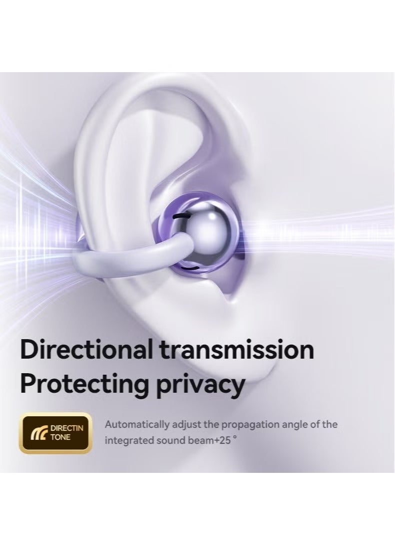 Open Ear Ring True Open Ear Headphones, Lightweight Comfort Open Ear Clip Wireless Earbuds,40h Battery,Bluetooth 5.4 Headphones,Sweatproof Air Conduction Earphones Fit Sports Running, Exercise Purple - Image 5