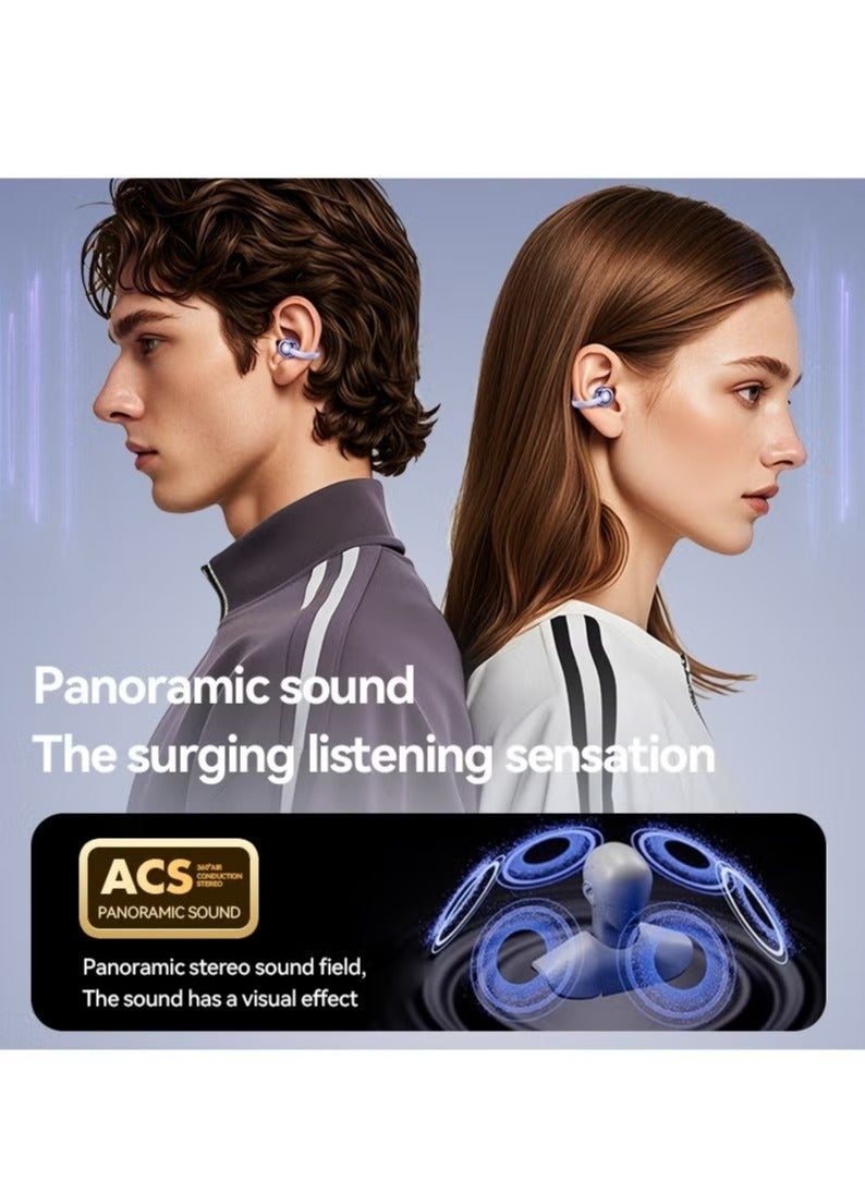 Open Ear Ring True Open Ear Headphones, Lightweight Comfort Open Ear Clip Wireless Earbuds,40h Battery,Bluetooth 5.4 Headphones,Sweatproof Air Conduction Earphones Fit Sports Running, Exercise Purple - Image 4