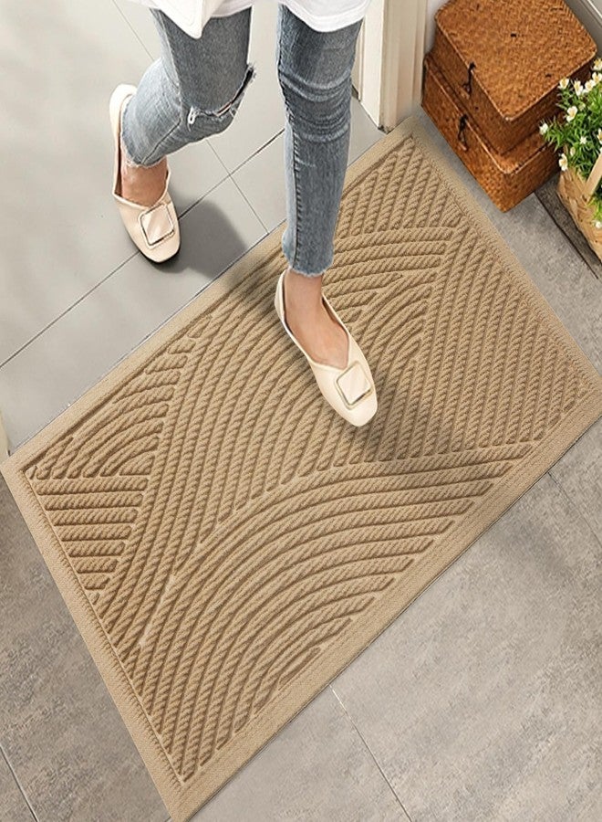 HIYARD Sturdy Front Door Mat, Absorbent Muddy Dirt Resist Welcome Door Mats Outdoor Indoor, Fade Resistant, Non-Slip Backing Entry Mat Low Profile Doormat for Entryway, 29×17, 2 Pack, Beige - Image 2