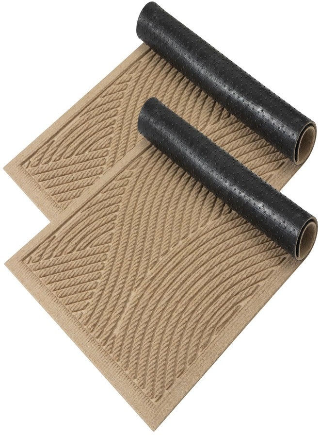 HIYARD Sturdy Front Door Mat, Absorbent Muddy Dirt Resist Welcome Door Mats Outdoor Indoor, Fade Resistant, Non-Slip Backing Entry Mat Low Profile Doormat for Entryway, 29×17, 2 Pack, Beige - Image 1