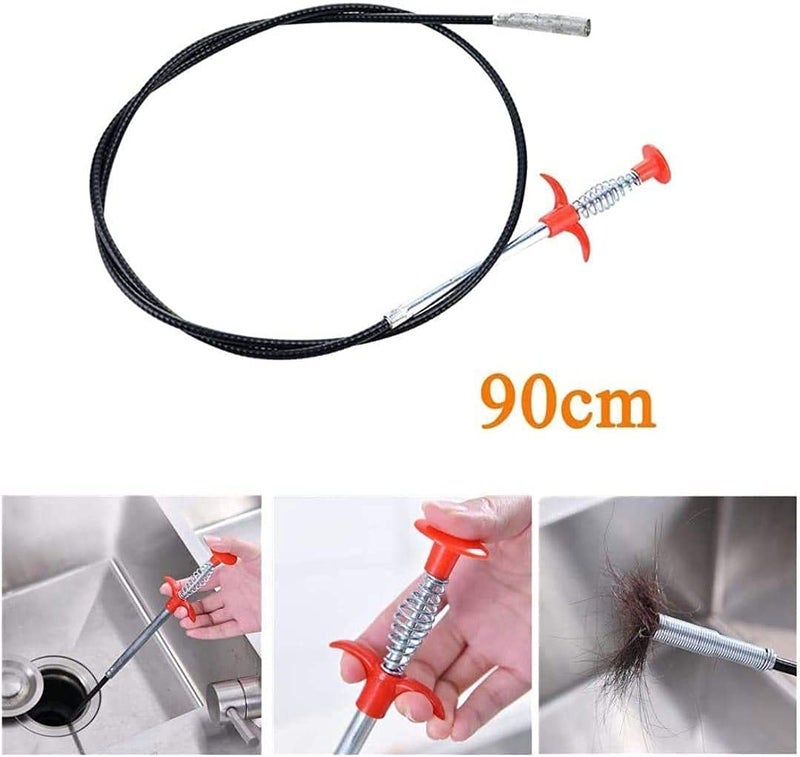 PARABRAHMA Drain Cleaner Stick for Sink Clogged Pipe Cleaning Spring Wire Stainless Steel Strainer Drain Basin Basket Filter Stopper Drainer Sink Jali Star Bathroom Silicone Hair Catcher Bath Sink - Image 3