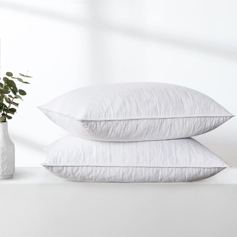 puredown Quilted Goose Feather Set of 2 White Standard Queen Pillow