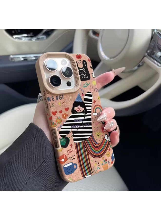 Temu A new and stylish phone case, made of high-quality, skin-friendly synthetic leather with vibrant, colorful patterns. It is shock and scratch resistant and compatible with the iPhone 15 Pro Max.