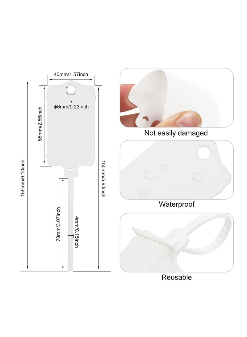 Excefore Plastic Shipping Tags, 100 Pcs Blank Plastic Tags for Labeling, Self Locking Seal Tags, Waterproof Mark Label Writable Hang Sign, Zip Tie Label Hang Tags for Logistics Use Luggage Labeling (White)  - Image 3
