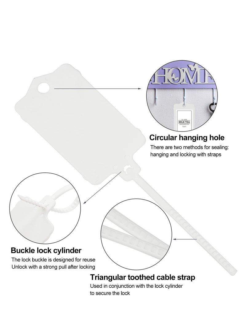 Excefore Plastic Shipping Tags, 100 Pcs Blank Plastic Tags for Labeling, Self Locking Seal Tags, Waterproof Mark Label Writable Hang Sign, Zip Tie Label Hang Tags for Logistics Use Luggage Labeling (White)  - Image 4