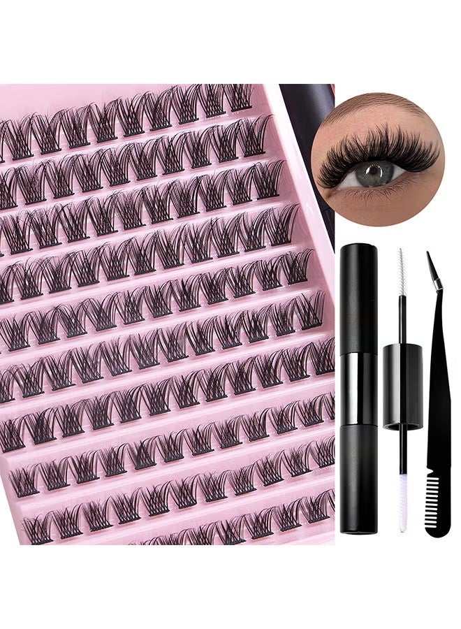 HTKCRX 120 Clusters C Curl Individual Lashes Cluster Lashes DIY Eyelash Natural Look 3D Effect Black Individual False Eyelashes With Eyelash Glue - Image 2