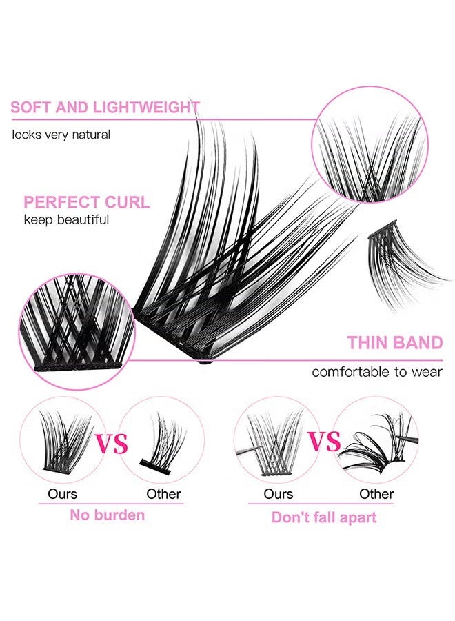 HTKCRX 120 Clusters C Curl Individual Lashes Cluster Lashes DIY Eyelash Natural Look 3D Effect Black Individual False Eyelashes With Eyelash Glue - Image 3