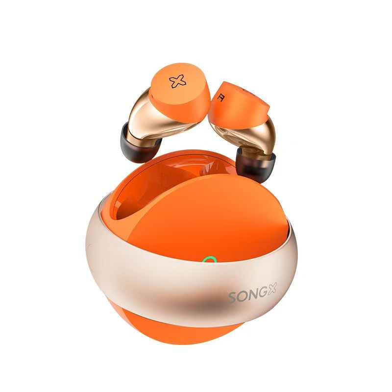 Songx Sx06 TWS Qi Wireless Charging Ipx5 Gaming Earbuds, Orange - Image 1