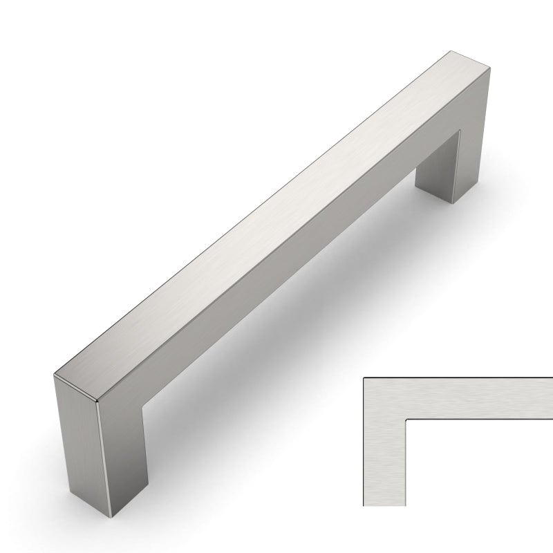 Amerdeco 10 Pack Brushed Satin Nickel Cabinet Pulls 5 Inch128mm Hole Centers Kitchen Cabinet Handles Cabinet Hardware Cupboard Handles Square Drawer Pulls SH0004