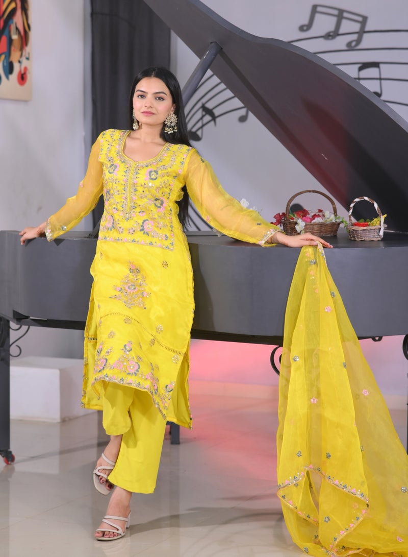 Super Asian Luxurious Organza Top with Coding Embroidery & 5mm Sequence Work, Paired with Micro Fabric Pants – Elegant and Stylish Ensemble - Image 4